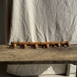 Large vintage wooden coat rack with 6 bamboo effect hooks L79