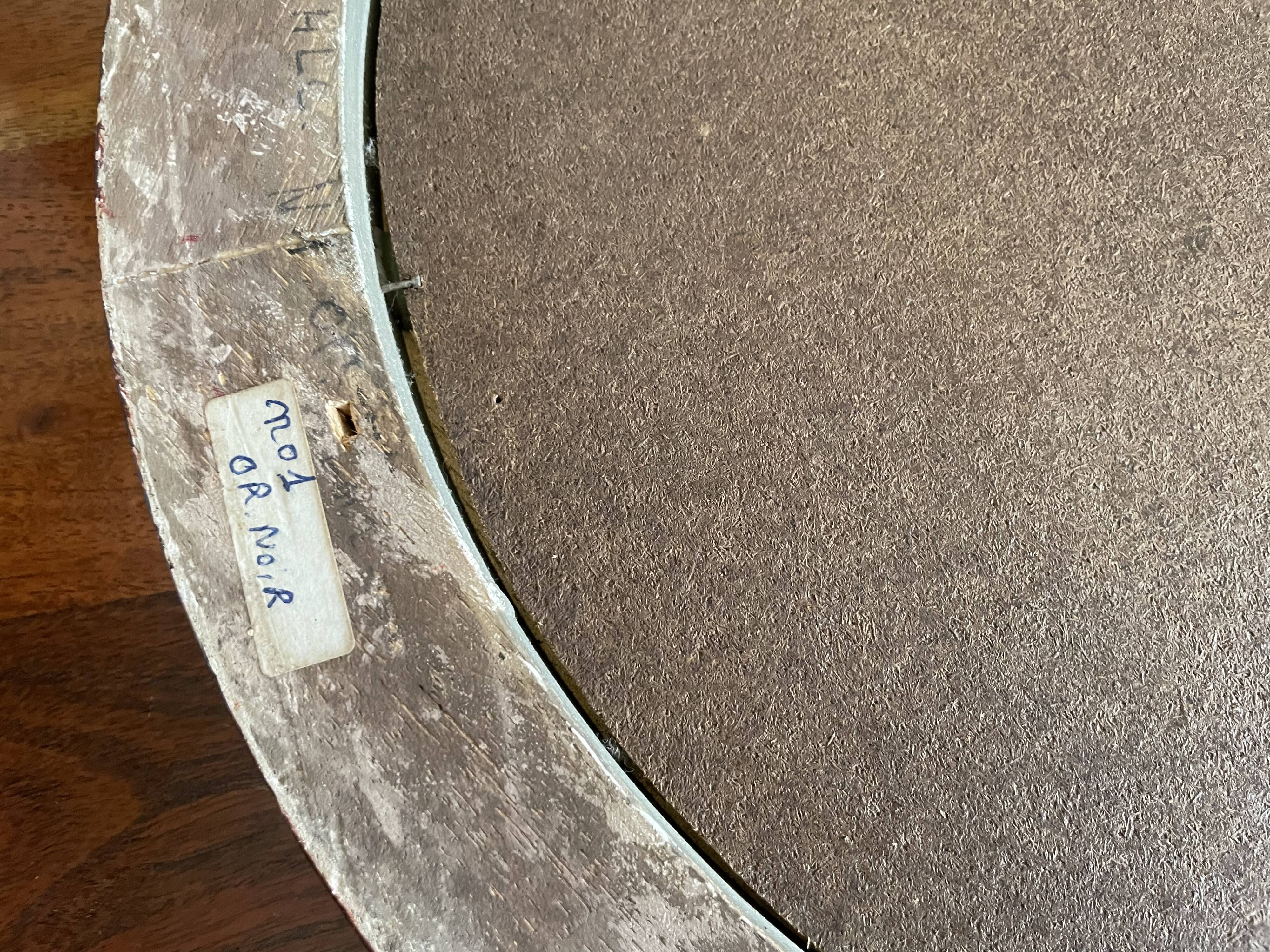 Oval mirror black and gold wood 65x50cm