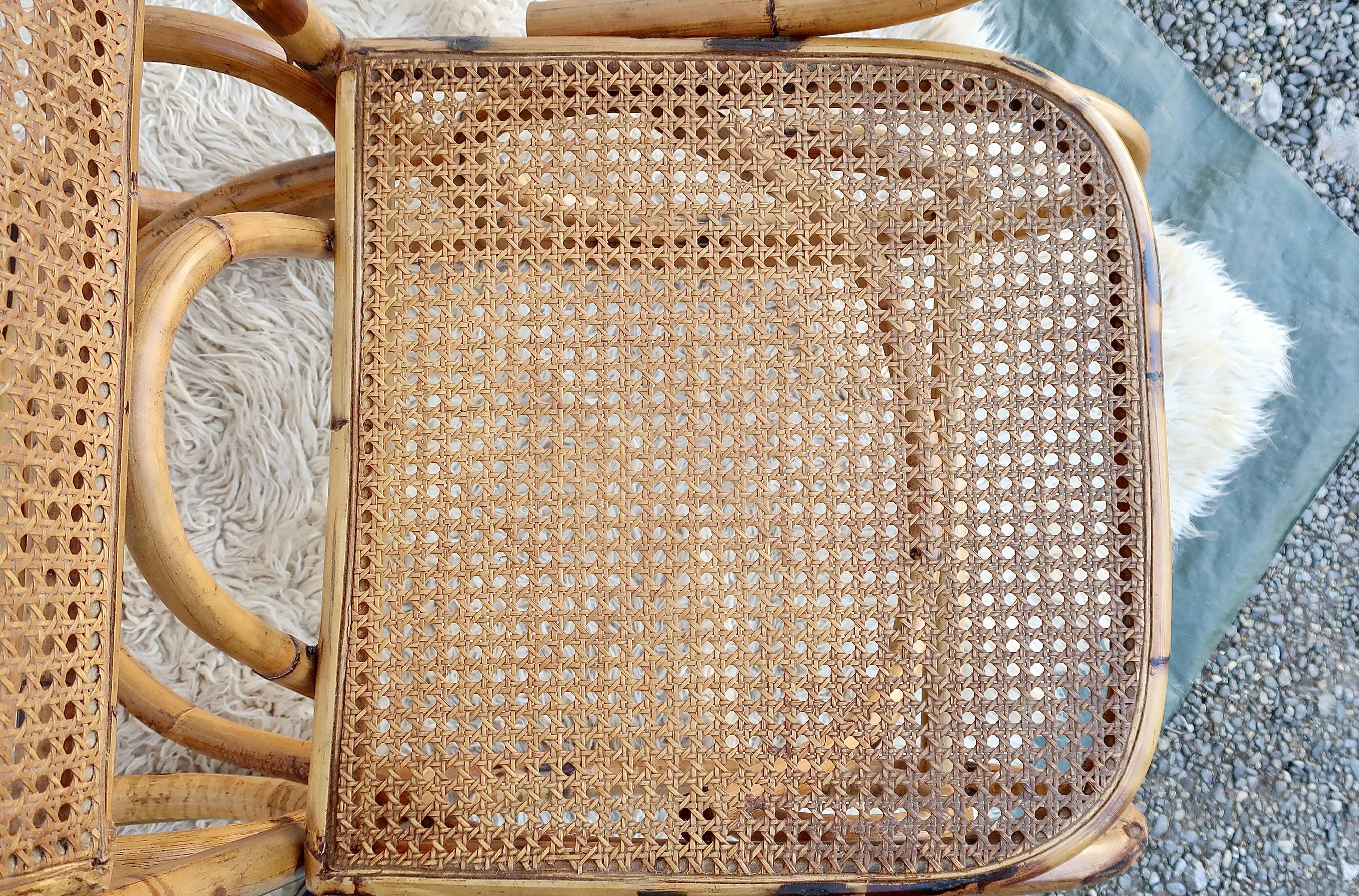 Rocking-chair canned in bamboo design 1960s