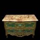 Commode sauteuse Vénitienne galbée style louis XV en bois doré et bois laqu