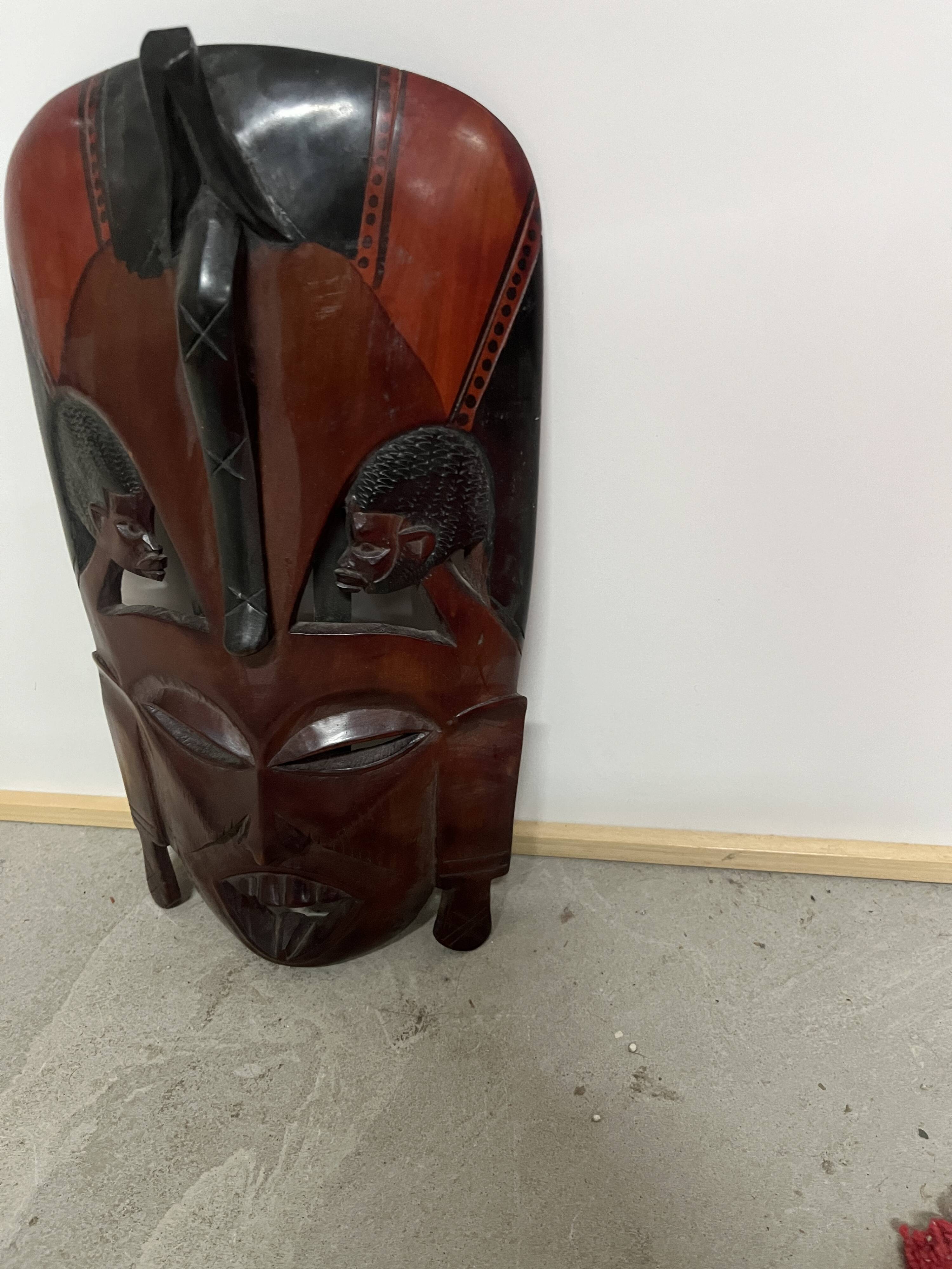 African carved wooden mask from the 1960s