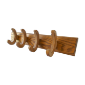 Portemanteau à 4 patères en bois massif années 60