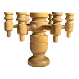 Vintage Scandinavian Candle Holder in Natural Wood, 60s Design - 7 Candles