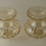 Matching Pair Mid Century Amber Glass Bubble Glass Replacement Shades 5593