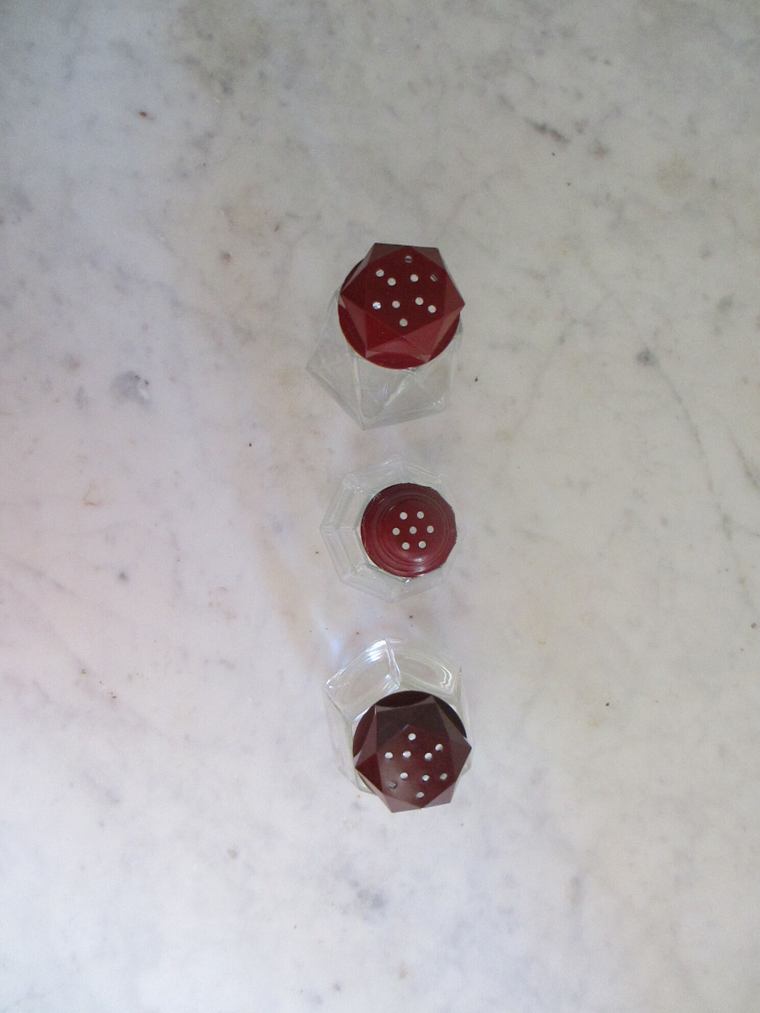 3 glass sprinklers or sugar bowls