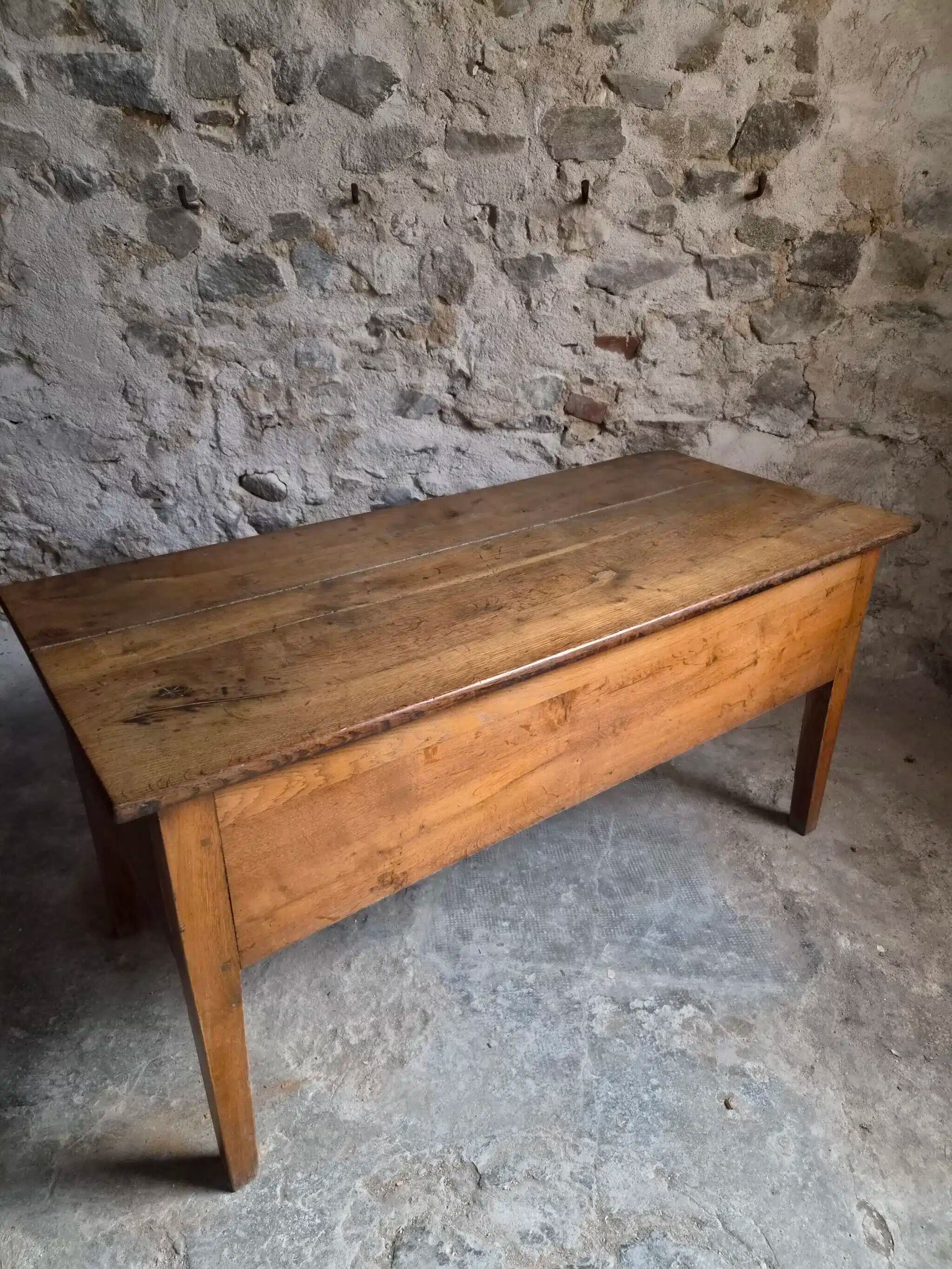 Antique oak flour chest from France, 19th century.