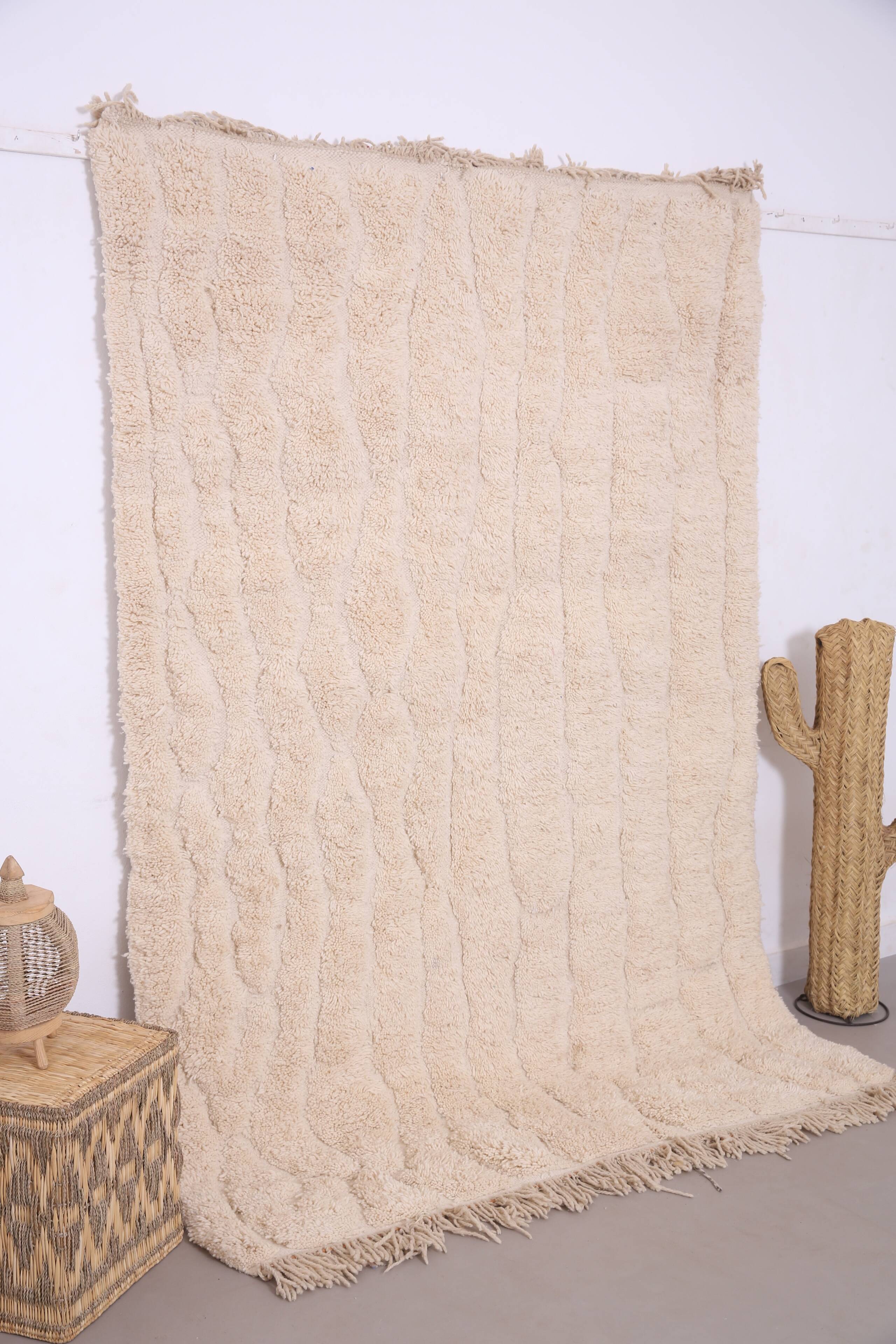 Cream Handmade Moroccan Rug 167 x 242 cm - Beige Beni Ourain Rug Berber