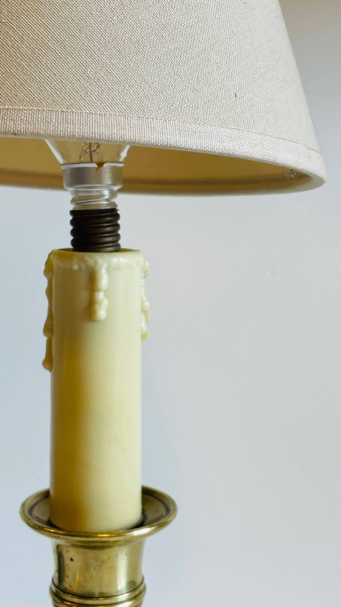 Vintage Solid Brass Candlestick Lamp