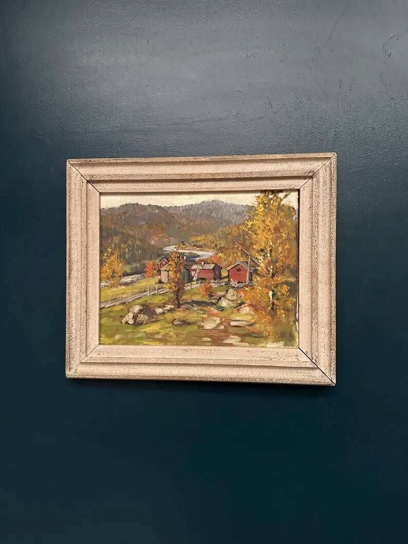 Original Swedish Oil on Panel - "Landscape" by Hundt - Signed - Vintage and Framed - 54 × 45 cm (21.3" × 17.7")