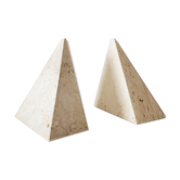 Pair of bookends in travertine 1970