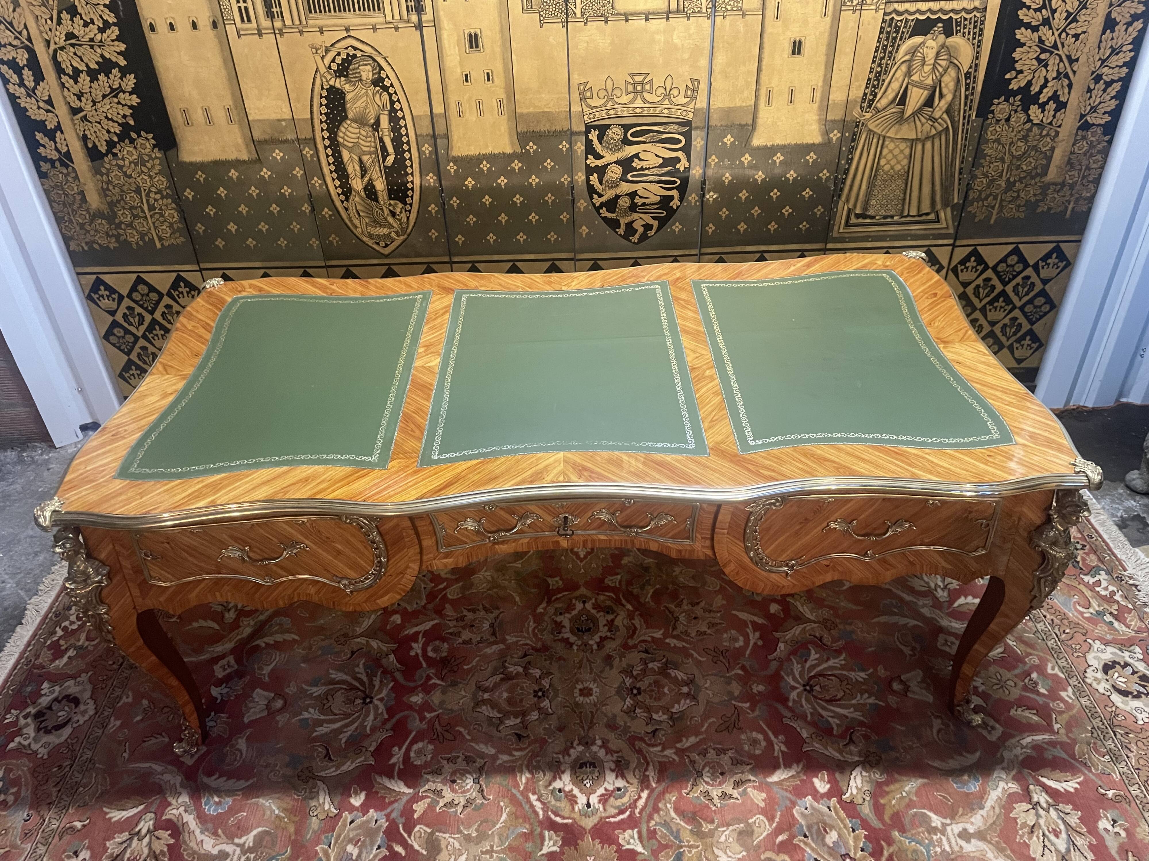 Louis XV style flat desk in marquetry