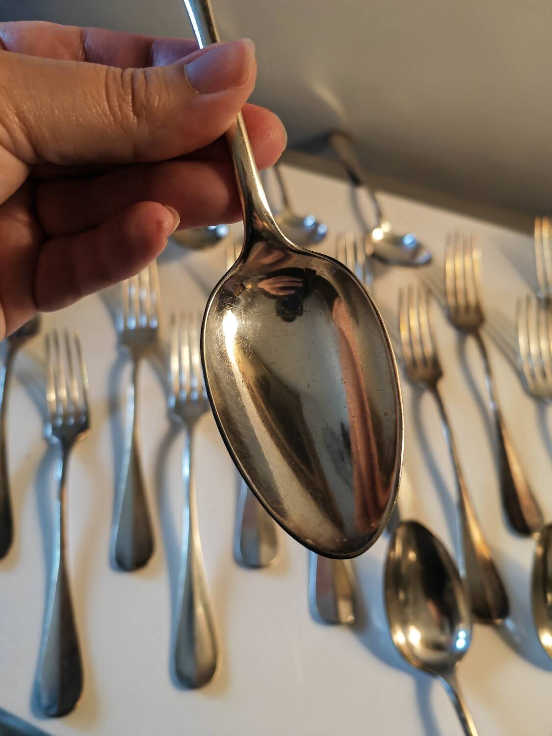 Silver metal cutlery set