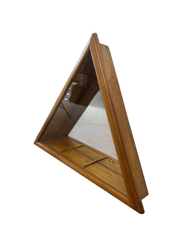 Vitrine/étagère murale vintage peu profonde avec fond miroir