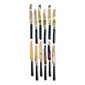 12 dessert knives in blackened wood