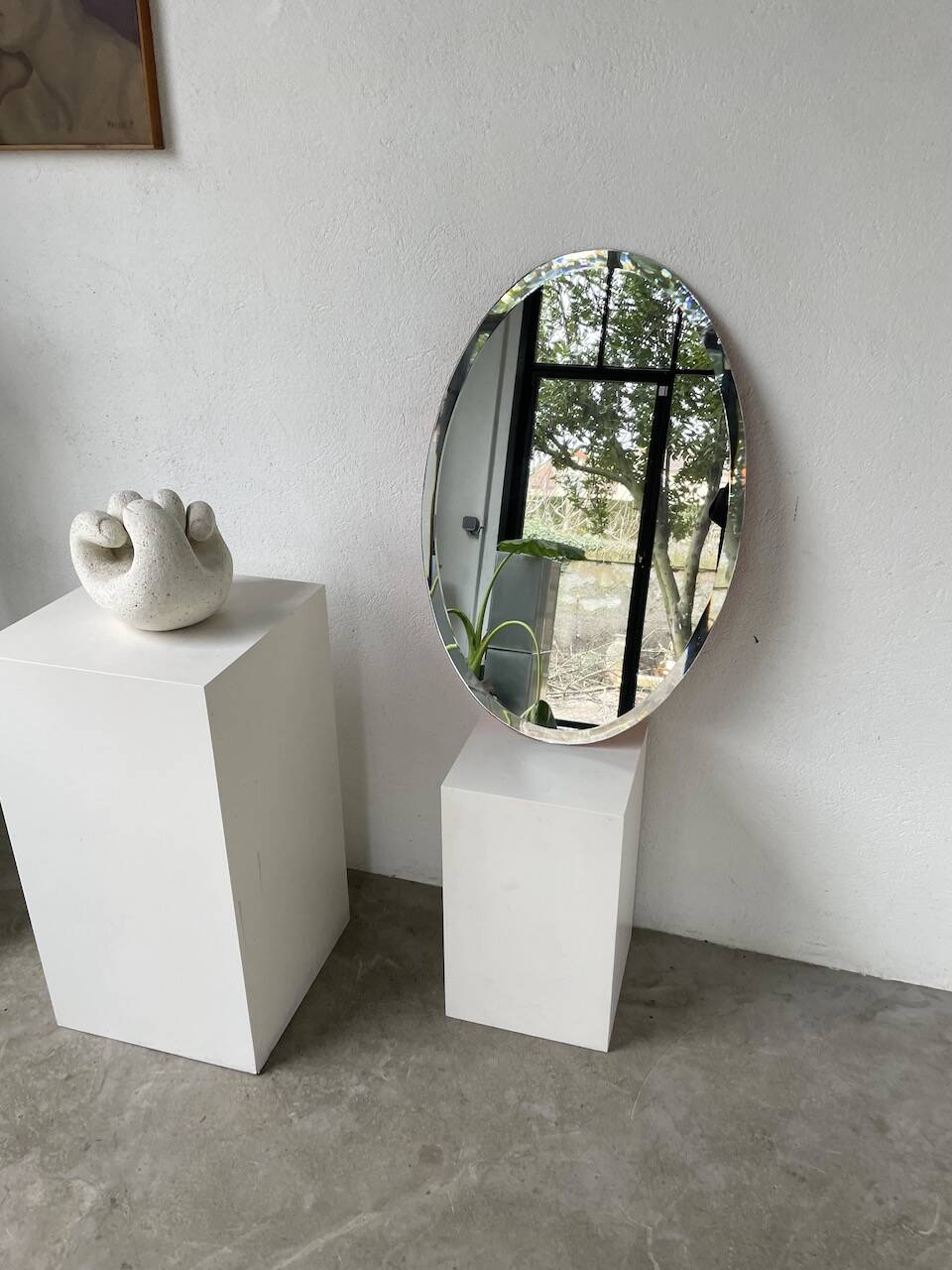 1950s oval beveled mirror