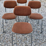 Chromed metal and wool chairs