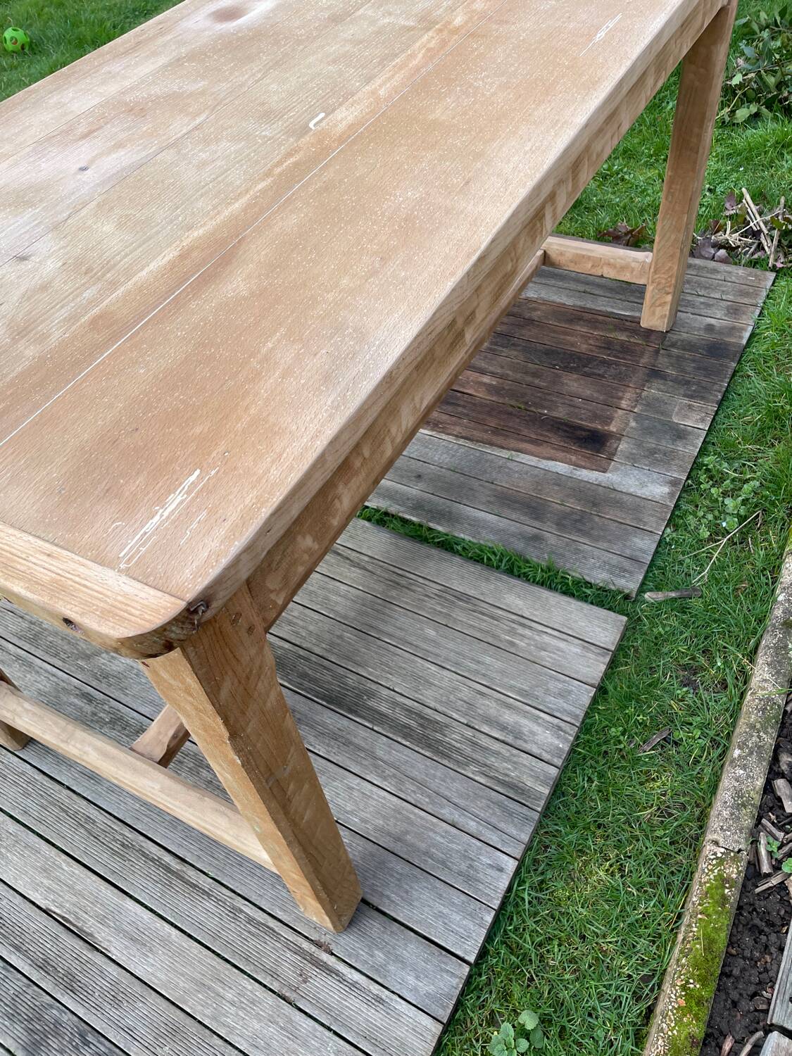 Farmhouse table with 2 drawers in solid beech