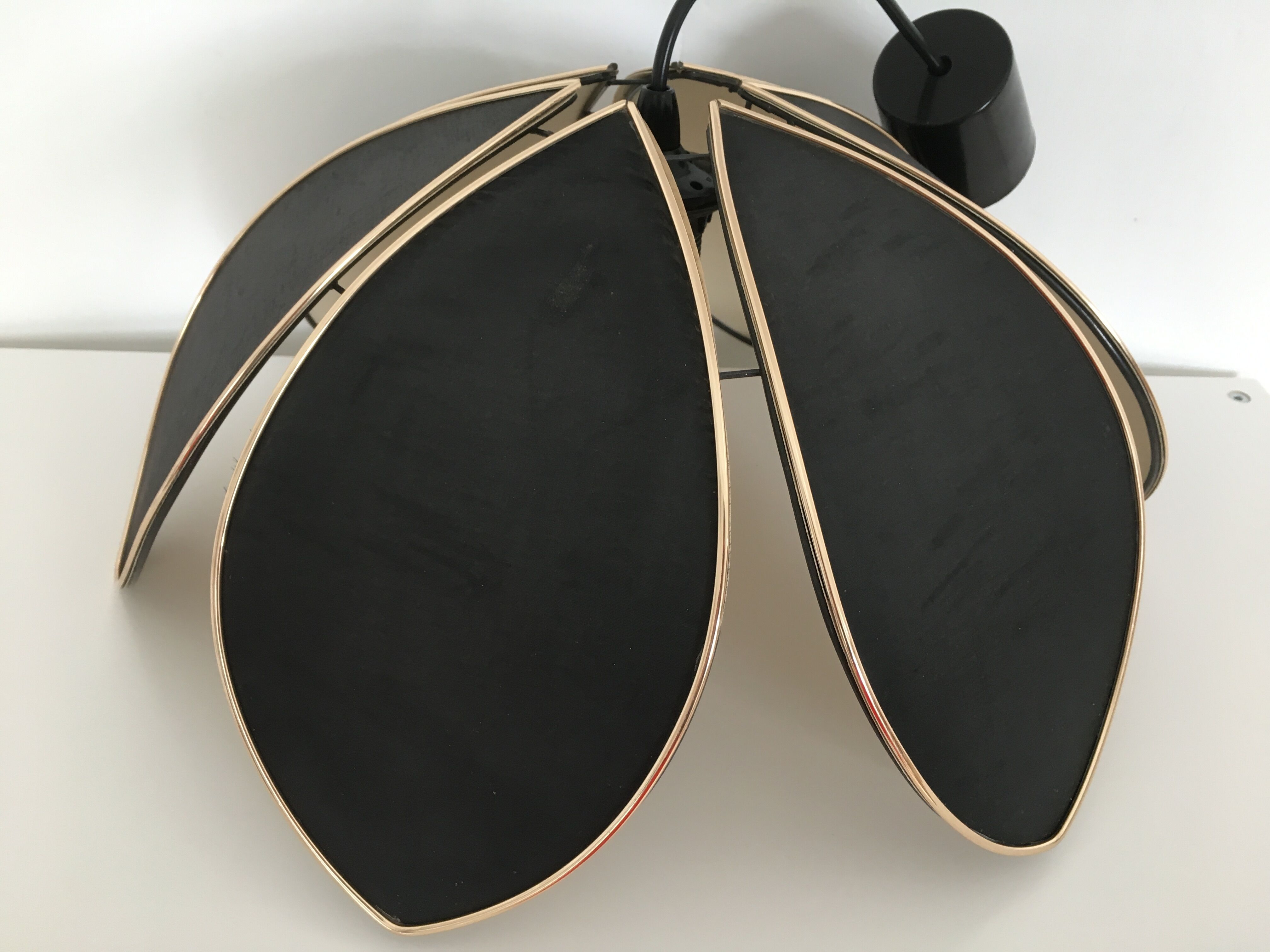 Lotus flower suspension in black fabric 70 's