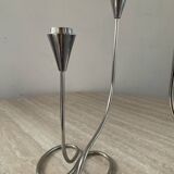 Pair of modernist silver metal candlesticks