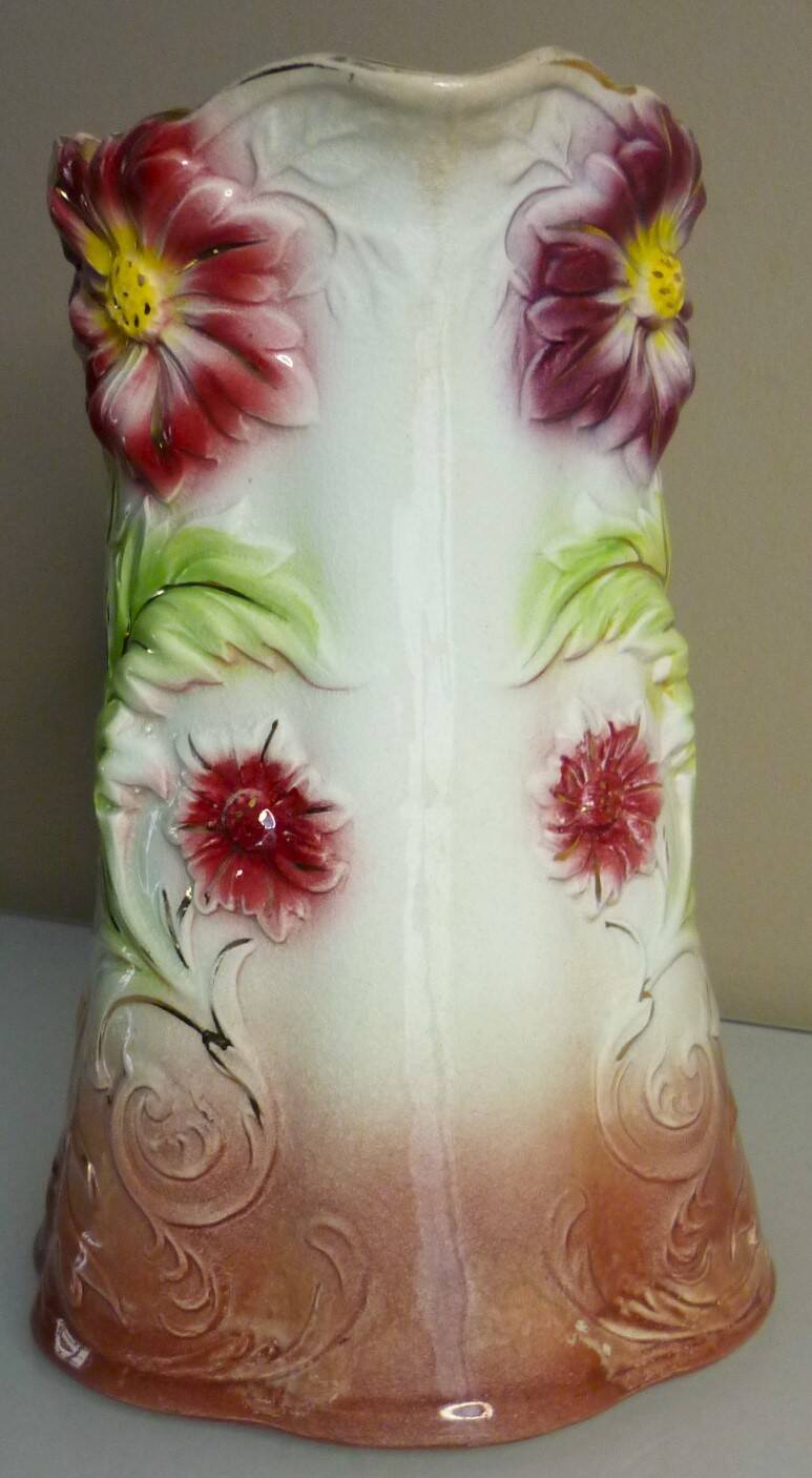 Barbotine pitcher, Onnaing earthenware, art nouveau ceramics, model no. 790