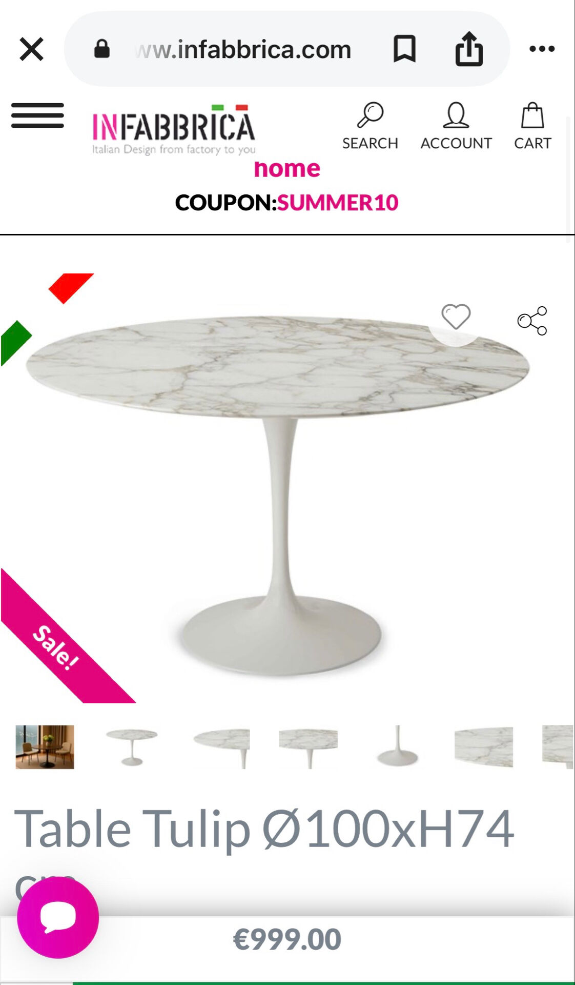 Table tulipe en marbre de Carrare