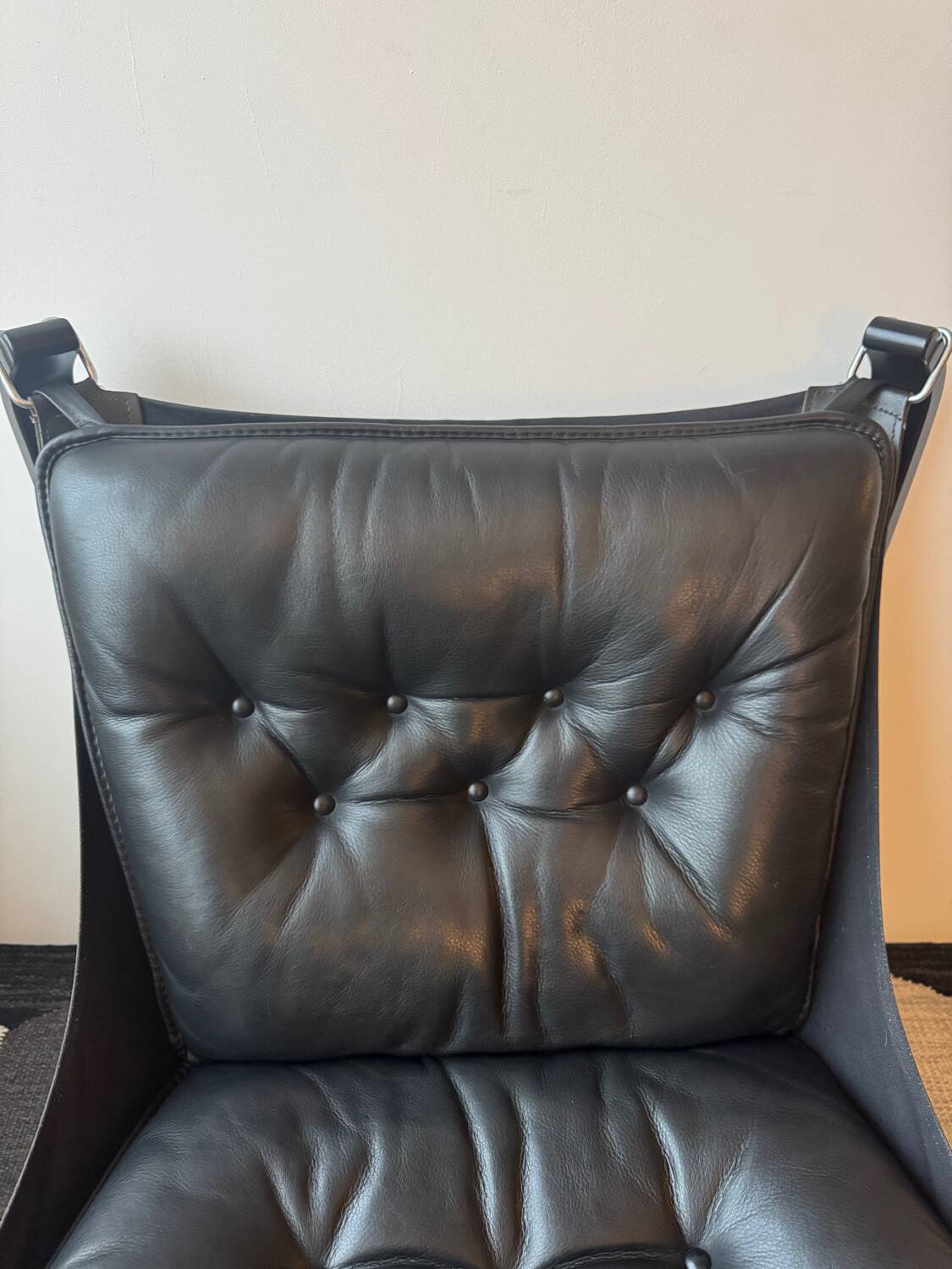 "Lounge chair 'Falcon' in black leather by Sigurd Ressel, Norway"