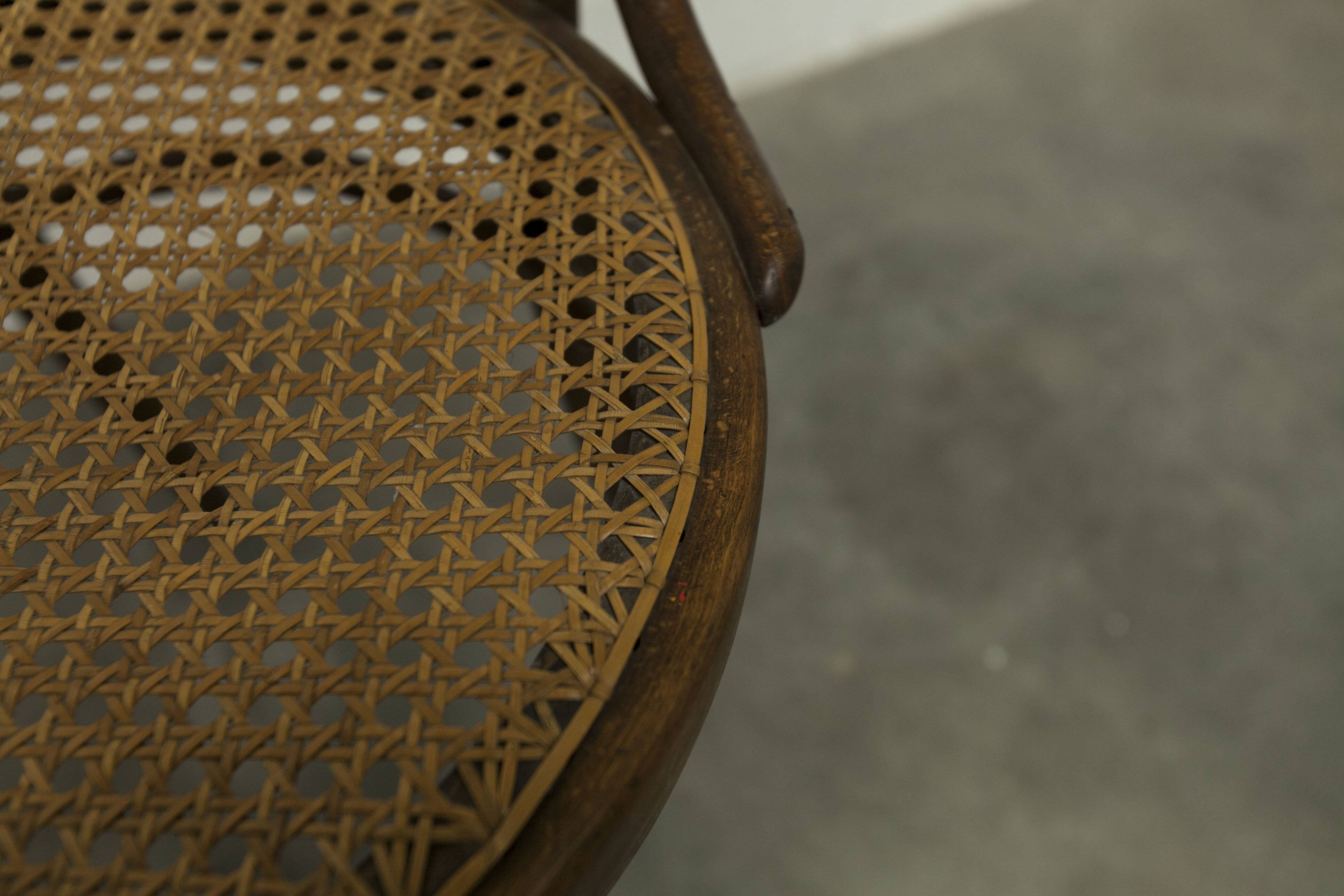 1920s curved wooden cane bistro chair