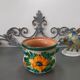 Cache pot en terre cuite Sgraffito années 60