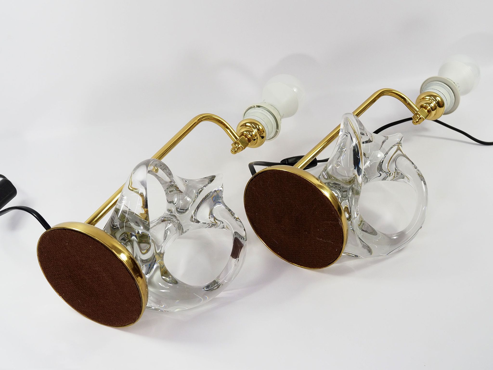 Vintage french crystal and brass lamps