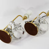 Lampes vintage françaises en cristal et laiton