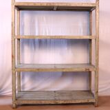 Burmese teak bookcase shelf with original ecru patina