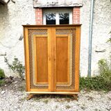 Parisian wardrobe in wood and rattan