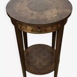 Round pedestal table / side table in wood marquetry