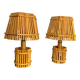 Pair of French Riviera bamboo & rattan table lamps, Louis Sognot's style, 1960s