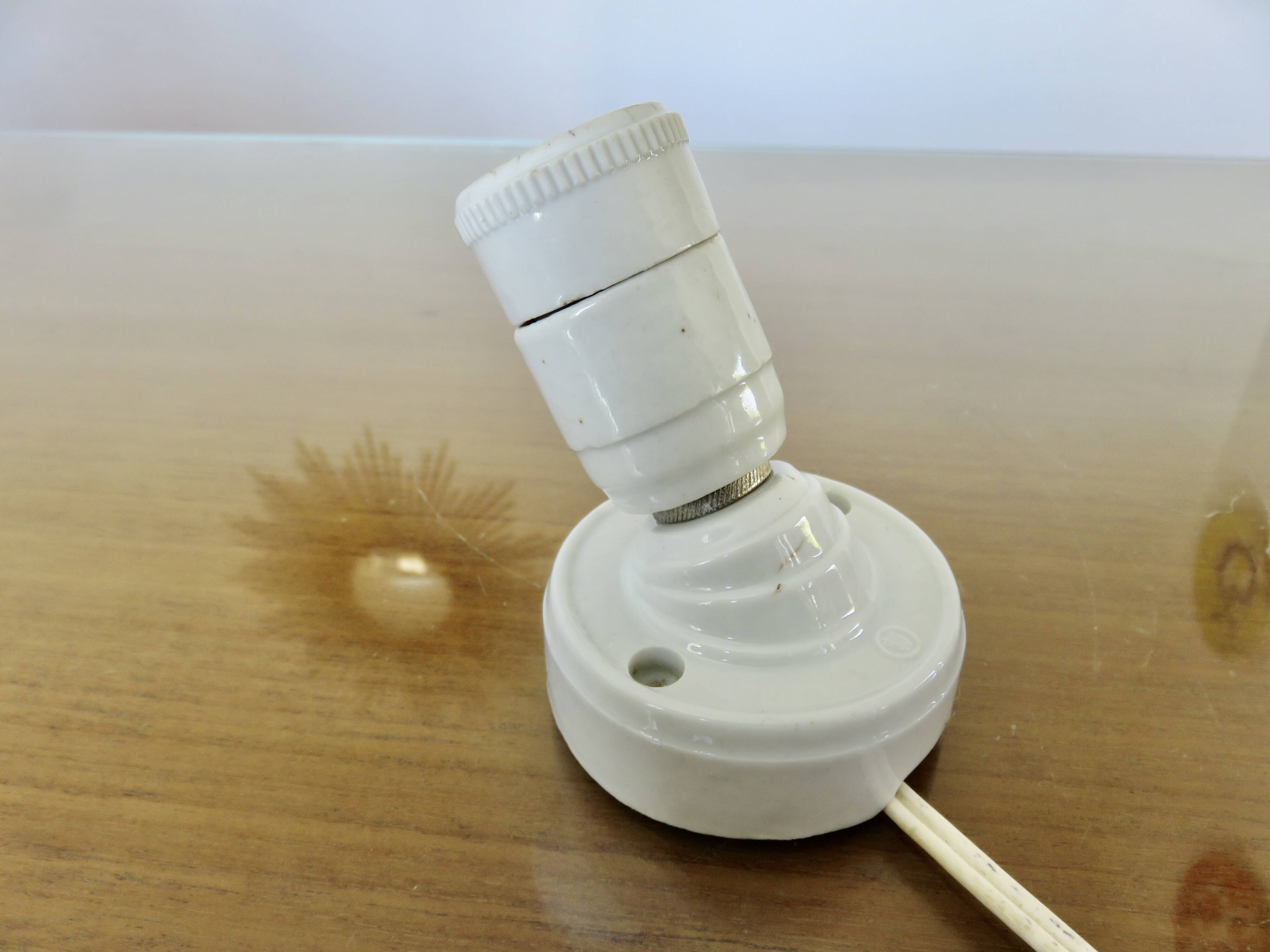 Minimalist art deco wall lamp, porcelain, 1930s-40s