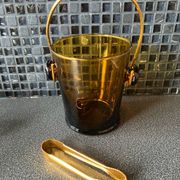 Vintage Amber Glass Ice Bucket