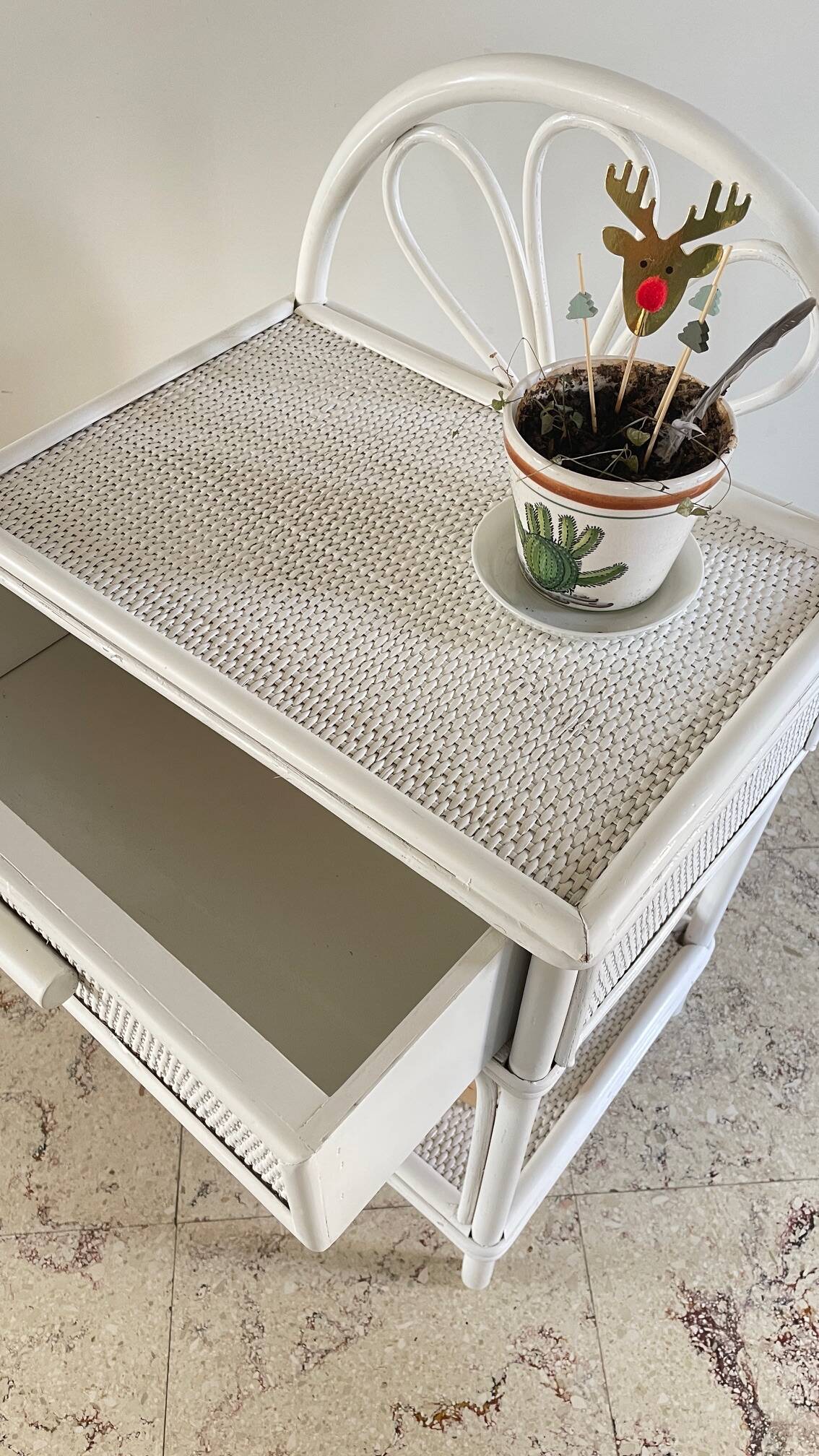 Pair of Vintage Rattan Bedside Tables