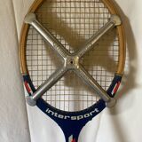 Old tennis racket intersport wood + vintage metal protection