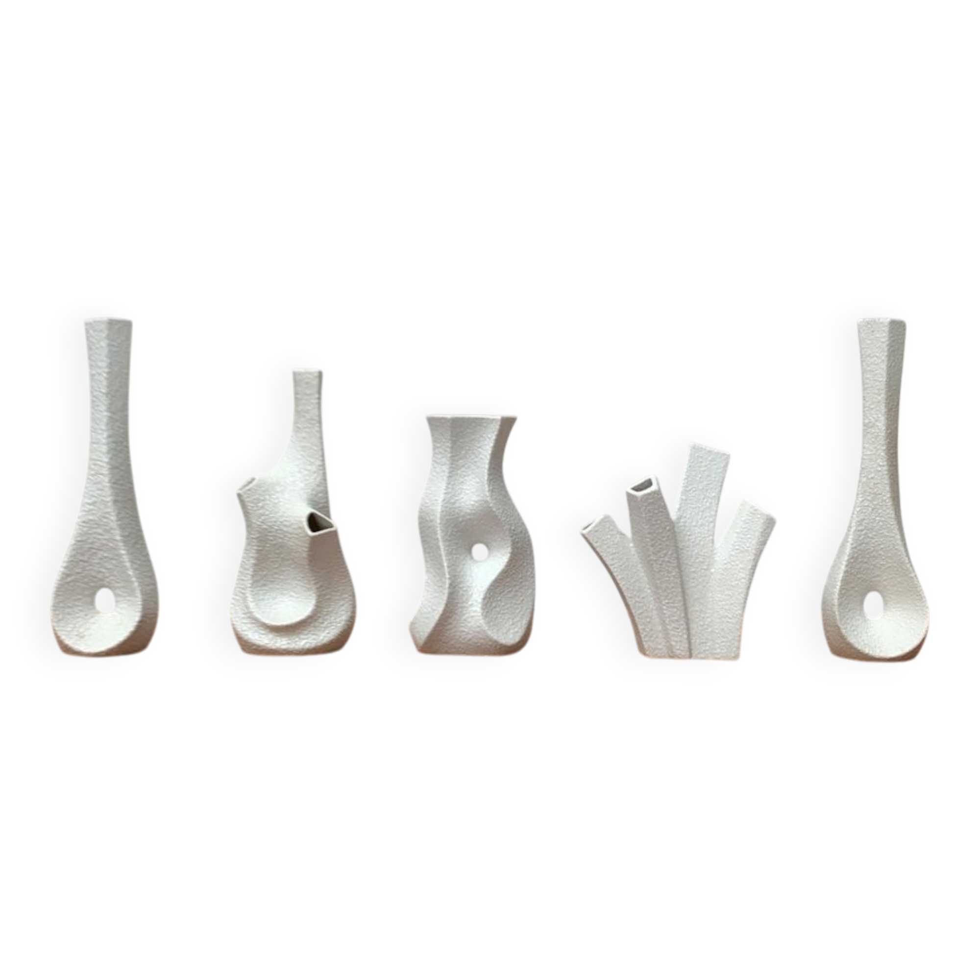 White sculptural vases by Peter Müller for Sgrafo Modern, 1960s, set of 6.