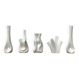 White sculptural vases by Peter Müller for Sgrafo Modern, 1960s, set of 6.