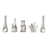Vases sculpturaux blancs allemands du milieu du siècle par Peter Müller pour Sgrafo Modern, années 1960, lot de 6