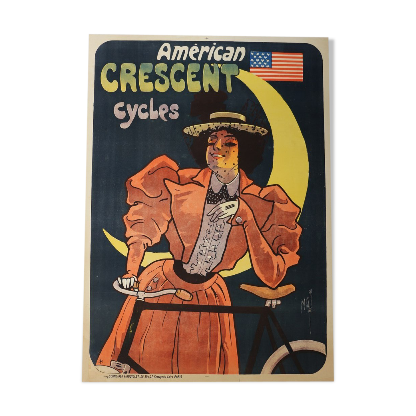 Affiche Ancienne Géo Weiss, Cycles Diamant, Société La Française