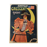 American crescent cycle bike poster signed Misti Litho Stars & Stripes lune 1898 litho