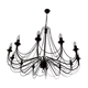 Lustre 12 branches métal effet rouille