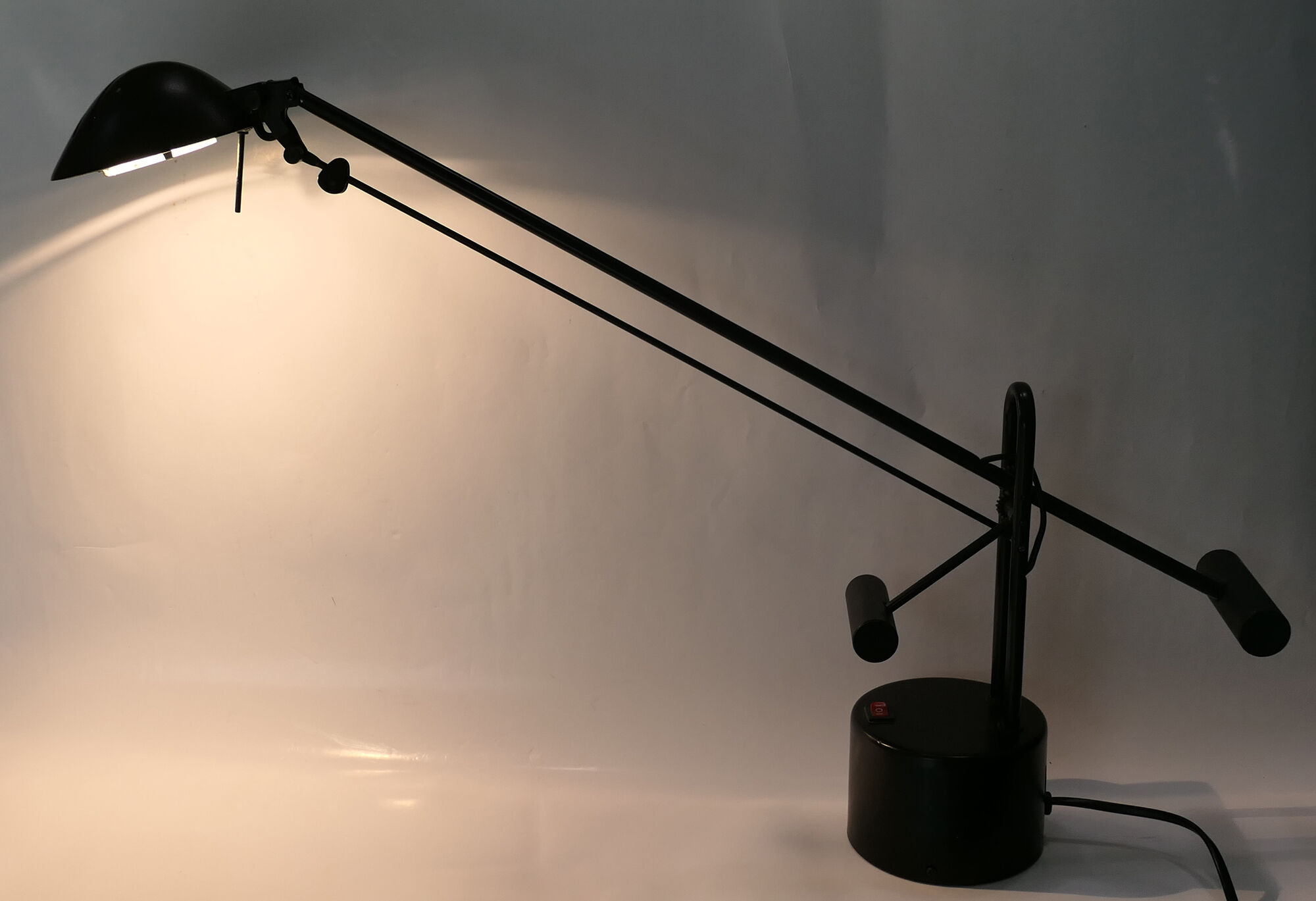Articulated desk lamp with balance wheel 1980's by Stilplast Italy