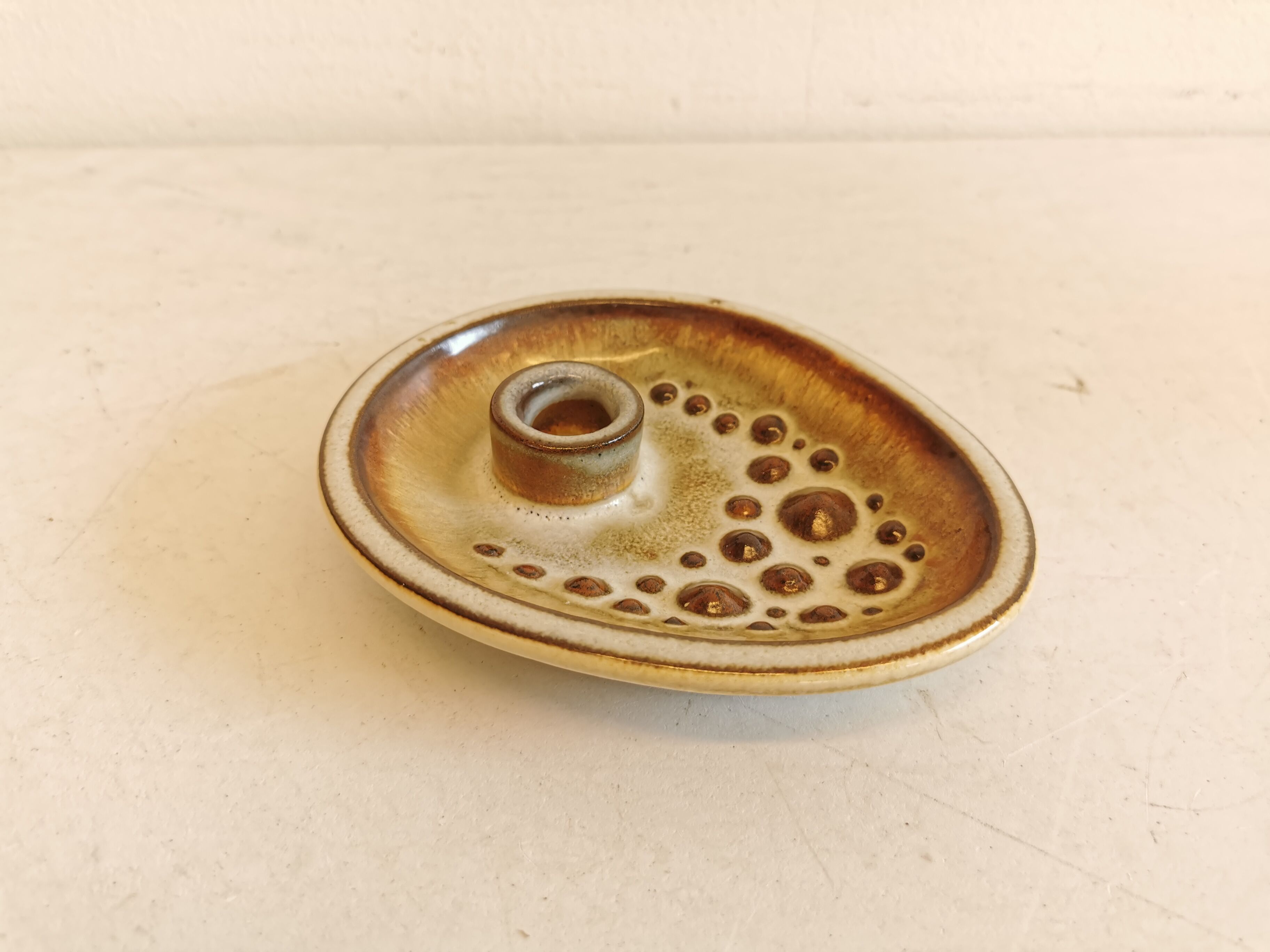 Ceramic candle holder, produced by Danish Søholm and designed by Einar Johansen.