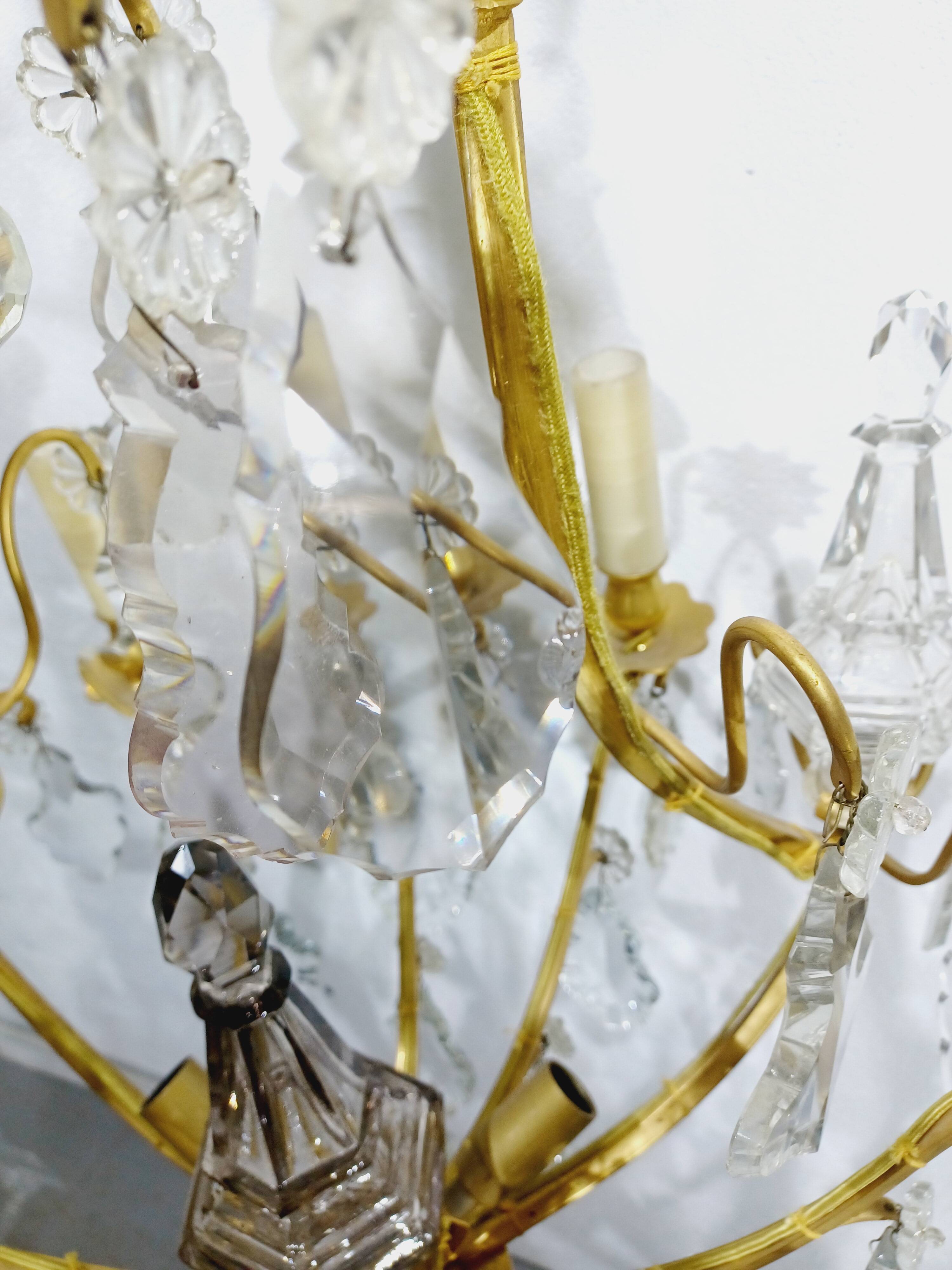 12-light bronze and crystal cage chandelier