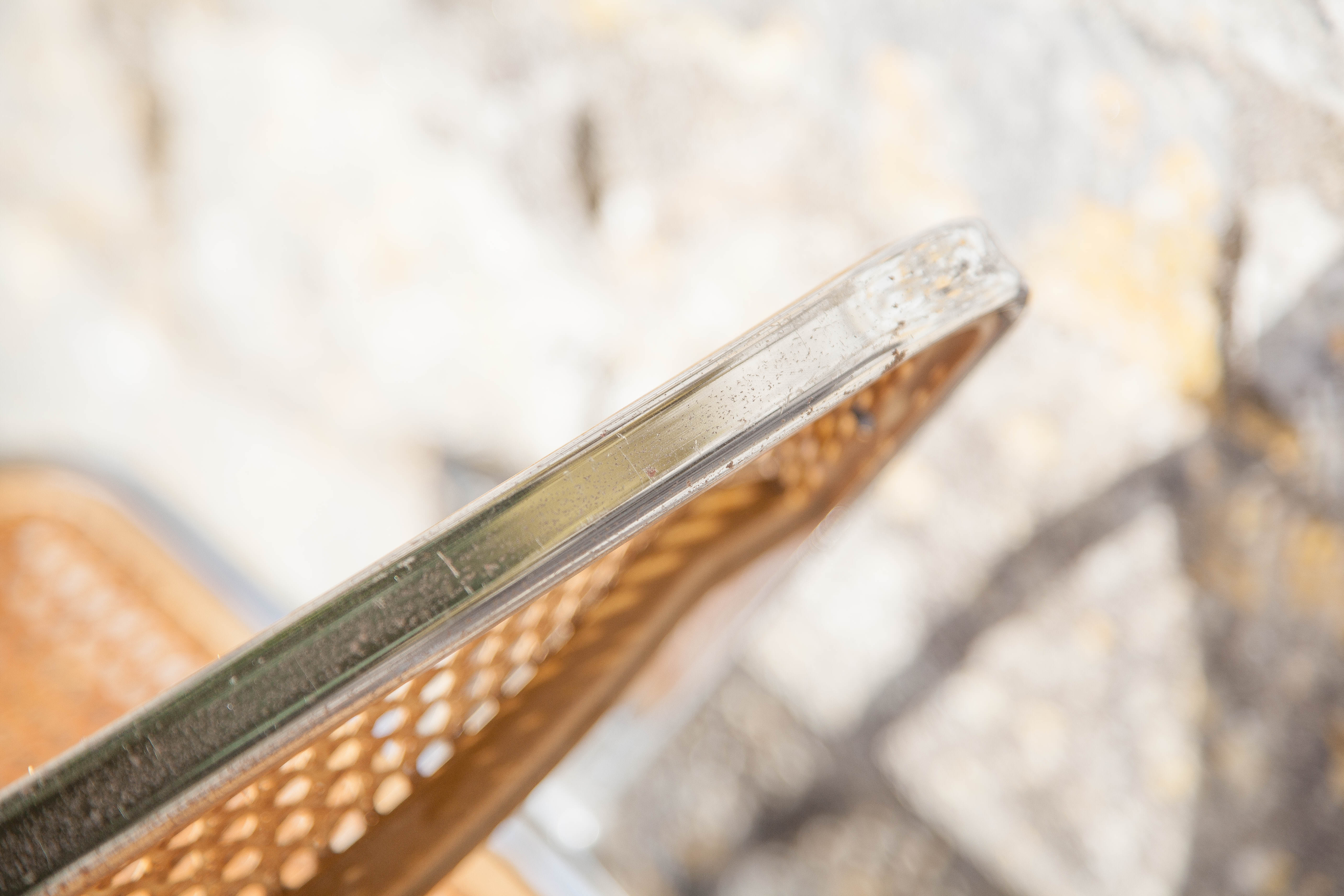 Set of 3 folding chairs in rattan and chromed metal, vintage chair, design, 60's