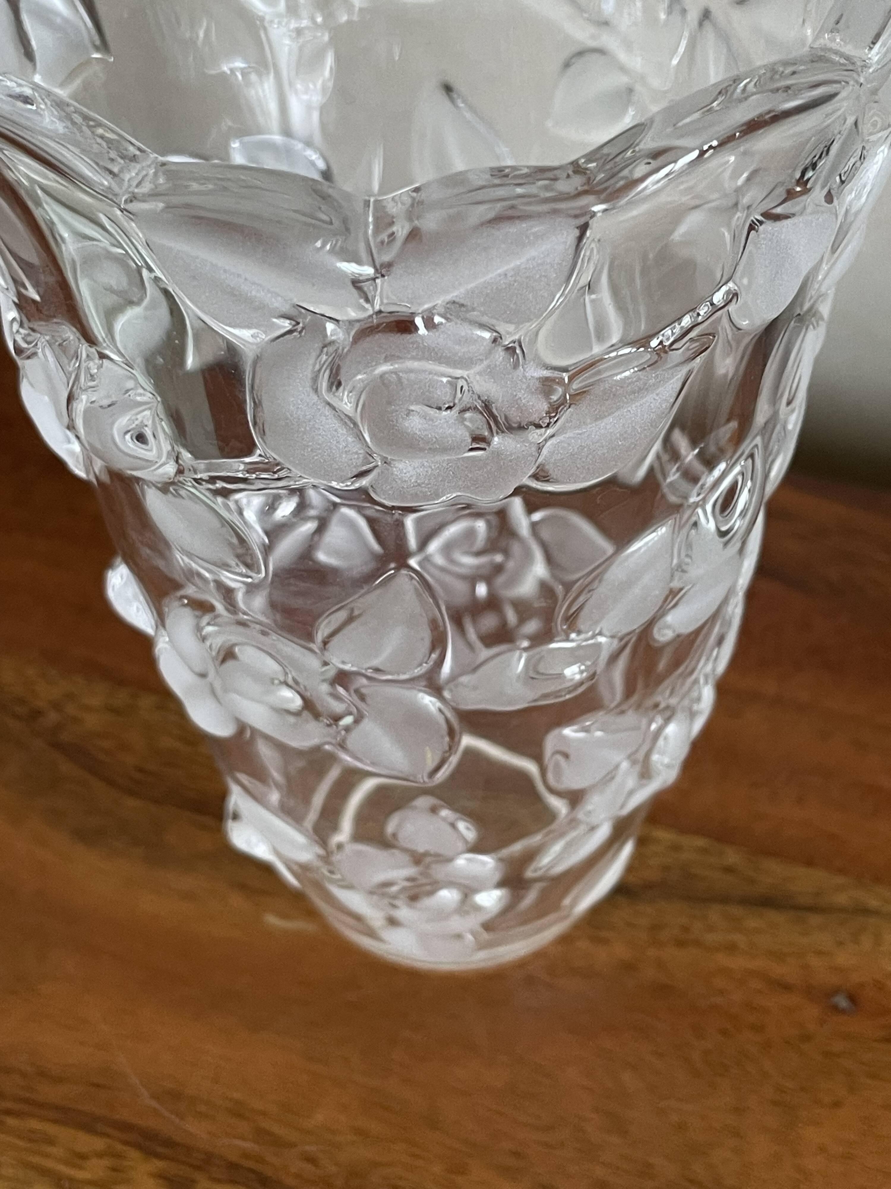 Molded glass vase with rose decor