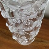 Molded glass vase with rose decor